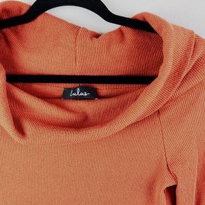 Lulus Austra Orange Off-the-Shoulder Sweater Top